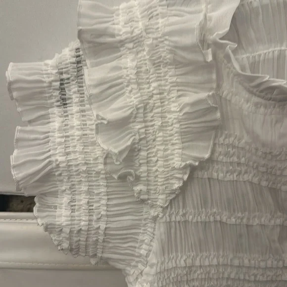 NWT gorgeous Anthropologie sarah hann white ruched blouse M - Picture 6 of 15